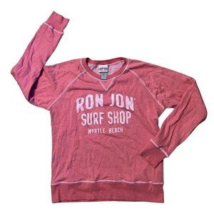 𝅺RON-JON Surf Shop women's pink/red long sleeve sweatshirt size Small crew neck